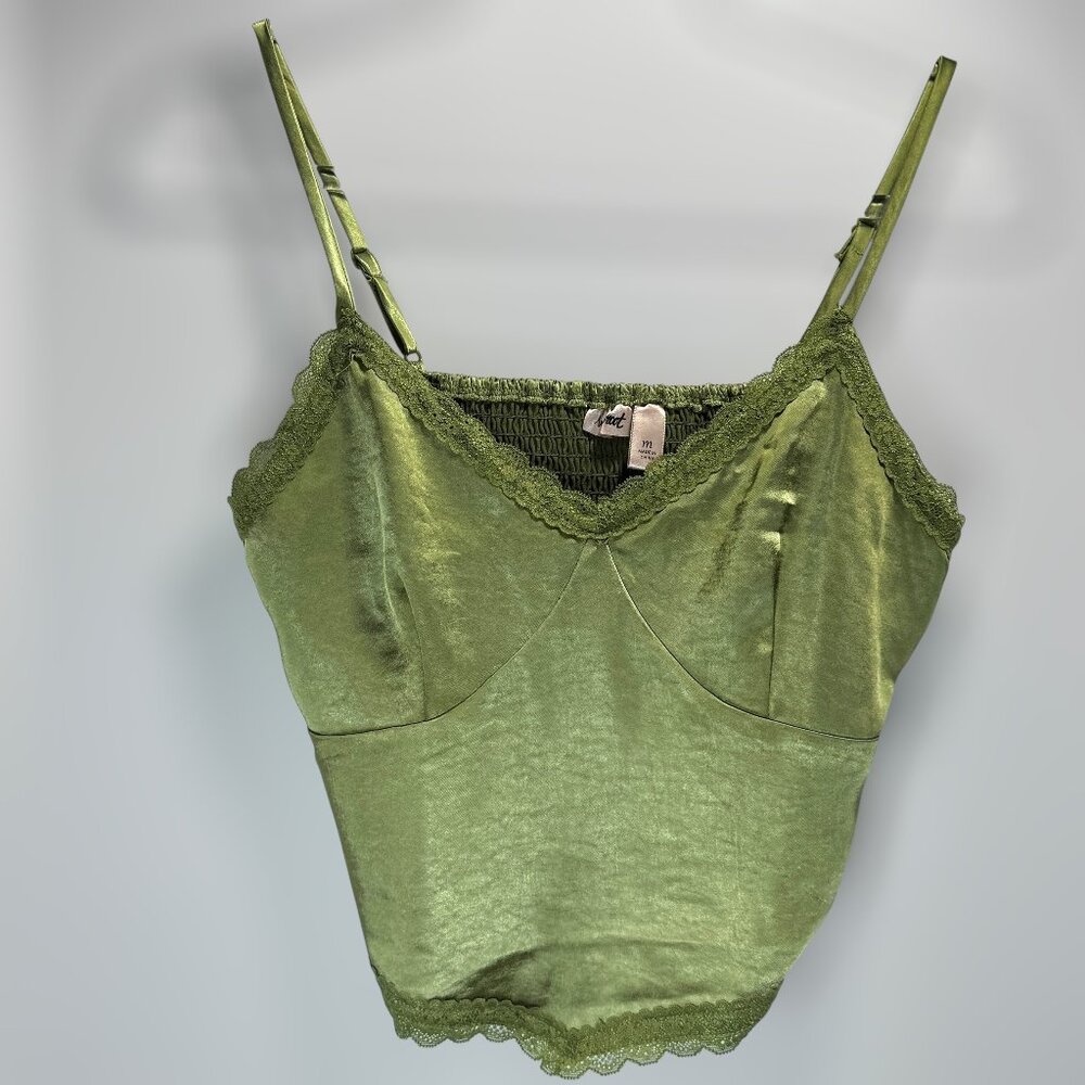 Willow + Root Agave Green Satin finish Corset Crop Top Women’s Medium NWT